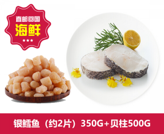 【直发中国】银鳕鱼(约2片)350G+贝柱500G 【直发中国】银鳕鱼(约2片)350G+贝柱500G